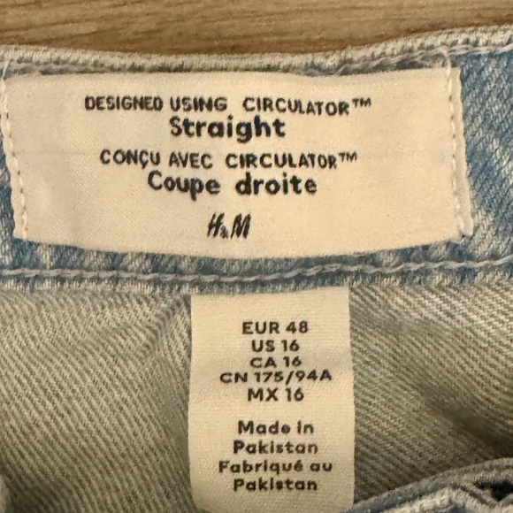 H&M Light Wash Straight Leg Jeans | Size 16 | NWT - Picture 4 of 7
